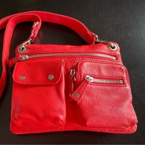 Fossil Red Leather Crossbody Purse (Like New)
